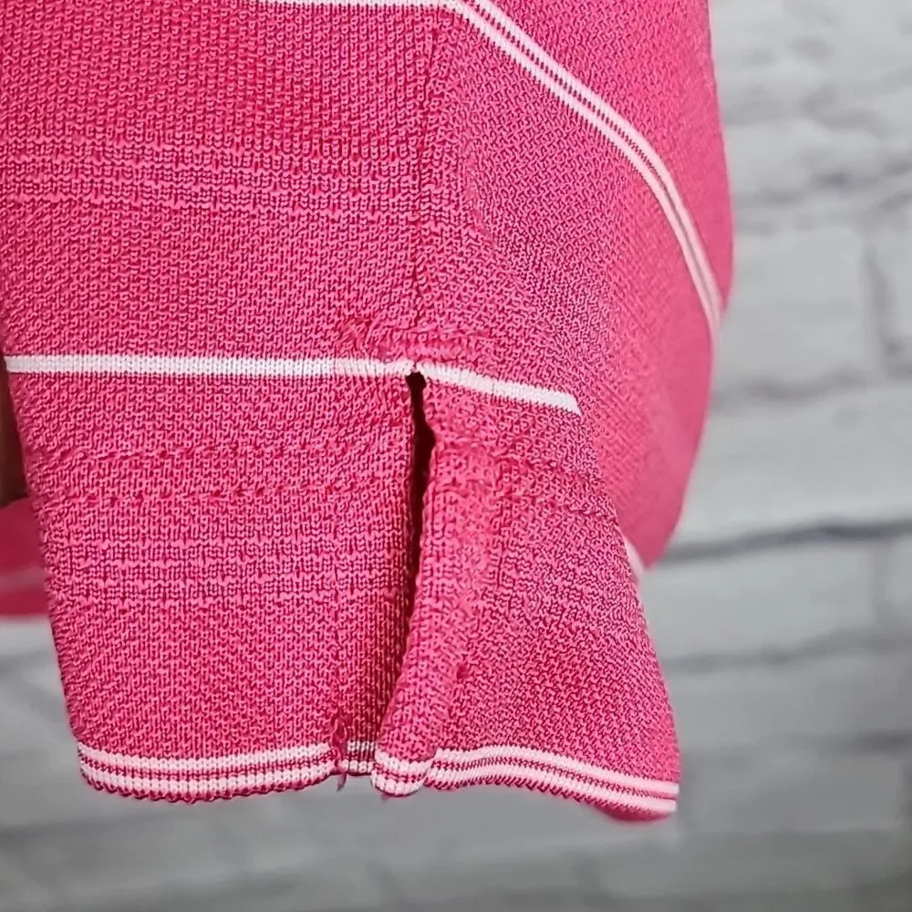 Nike Golf Men's XXL Dri-Fit Tech Core Stripe Polo Shirt Coral Pink Jersey Top